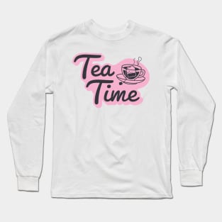 Black and Pink Teatime For Shirts, Bags, Stickers, Hats Long Sleeve T-Shirt